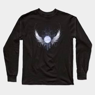 Round Banner with Angel Wings ( White Wings ) Long Sleeve T-Shirt